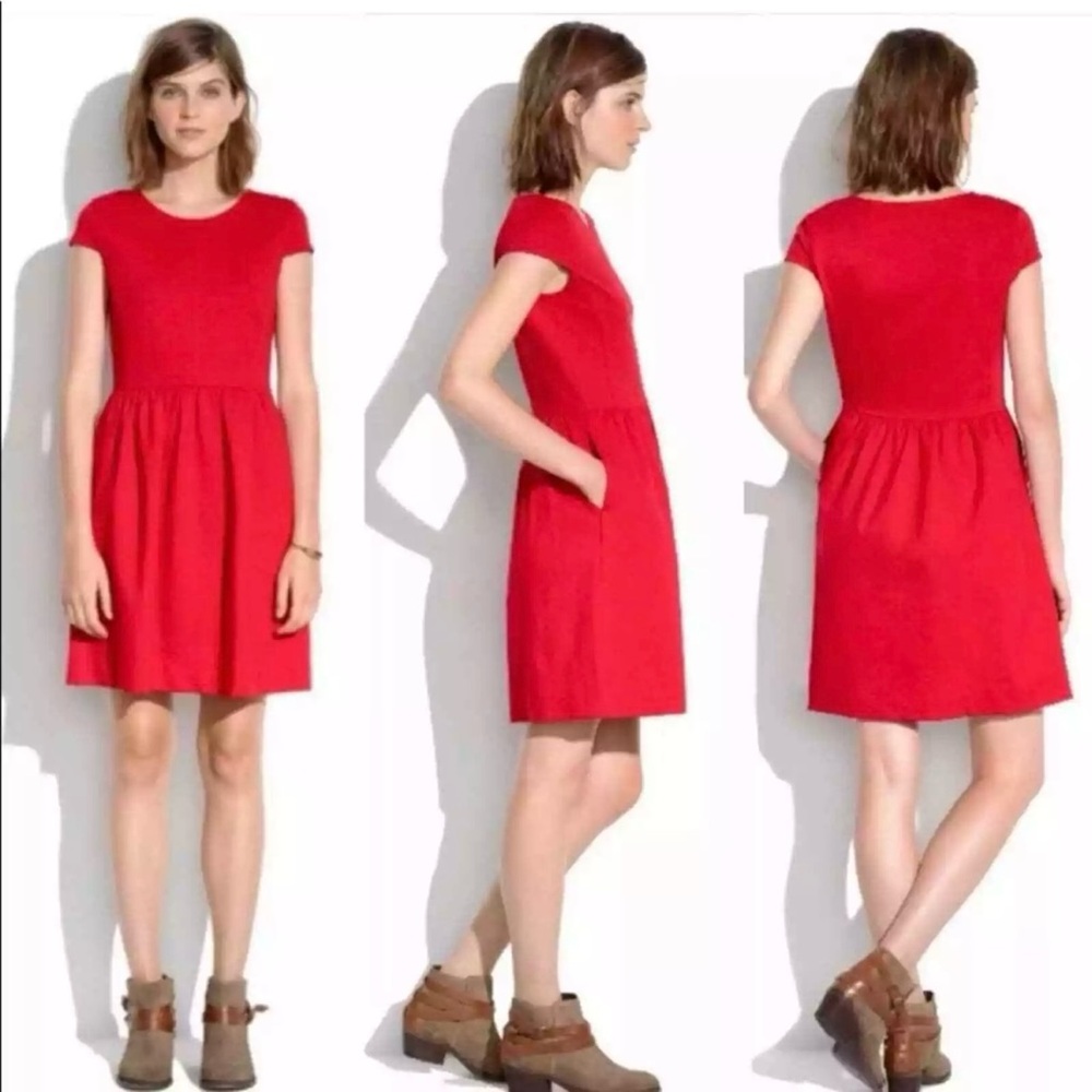 Madewell Orange Babydoll Short Sleeve Dress With Pockets Size Large